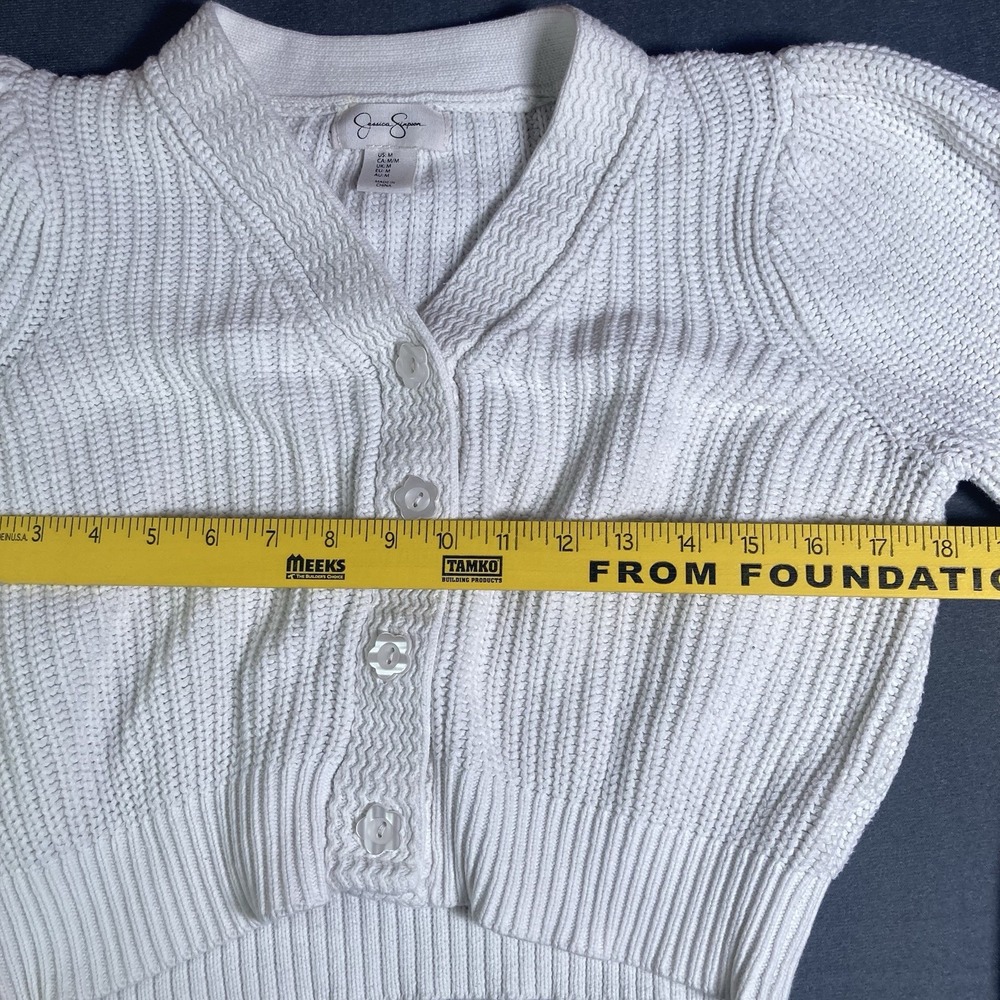 Jessica Simpson Cropped Cardigan Sweater Womens White M - Picture 4 of 6
